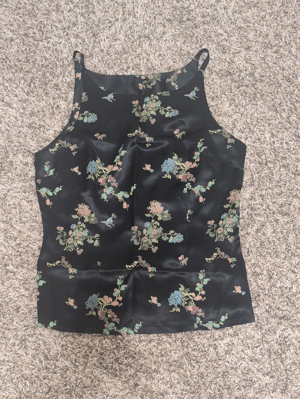 Timing Finesse vintage black floral two piece sleeveless top and mini skirt set - Picture 2 of 16